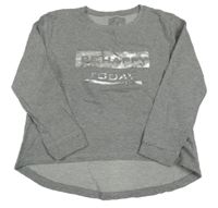 Šedá melírovaná mikina s nápisem Alive