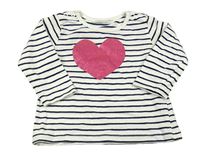 Bílo-tmavomodré pruhované triko se srdcem Topomini