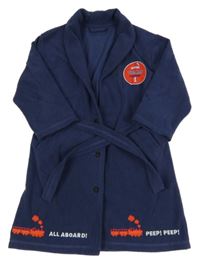 Tmavomodrý žebrovaný župan s vláčky Mothercare