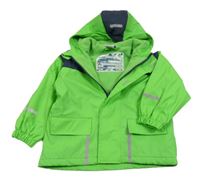Zeleno-tmavomodrá nepromokavá zateplená bunda s kapucí Impidimpi