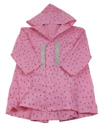 Růžová pláštěnka s kapkami a kapucí