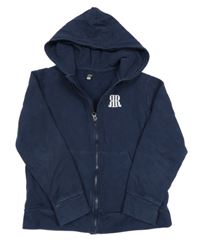 Tmavomodrá propínací mikina s výšivkou a kapucí River Island