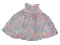 Světlemodro-růžové květované pruhované šaty Cool Club