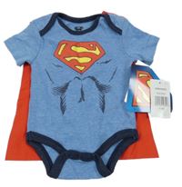 Nové - Modré melírované body s logem Supermana a pláštěm