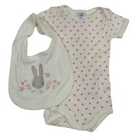 2set - Smetanové puntíkaté body + žebrovaný slinták s králíkem