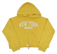 Žlutá crop mikina s nápisem a kapucí H&M