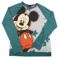 Zeleno-šedé pyžamové triko s Mickeym Disney