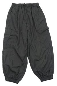 Tmavošedé plátěné cuff cargo kalhoty Next
