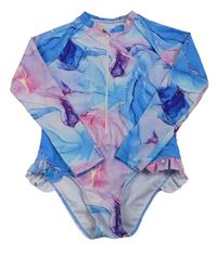Modro-růžové vzorované UV plavky Shein