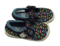 Tmavomodré plátěné bačkory s barevnými zvířátky Clarks vel. 22