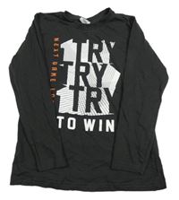 Antracitové triko s nápisy Y.F.K.