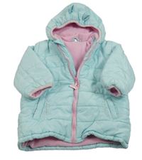 Světlemodrá šusťáková zateplená bunda s kapucí Ergee