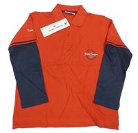 Nové - červeno-tmavomodré polo triko s kapsou Tom Tailor