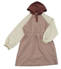 Starorůžovo-smetanové šaty s kapsami a kapucí Zara