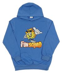 Modrá mikina s potiskem a kapucí 