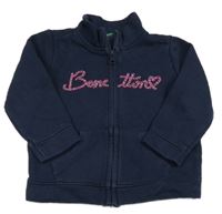 Tmavomodrá propínací mikina s logem Benetton