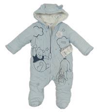 Nové - Světlemodrá pruhovaná zateplená kombinéza s Púem a kapucí George