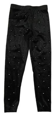 Černé sametové legíny s kamínky dunnes