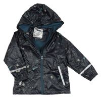 Tmavomodrá nepromokavá jarní bunda s dinosaury a kapucí Lupilu