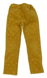 Okrové vzorované elastické manšestráky H&M