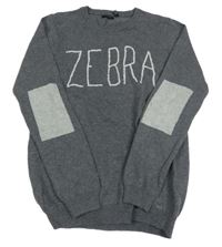 Šedý lehký svetr s nápisem 