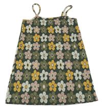 Zeleno-růžovo-žluté květované úpletové šaty Matalan