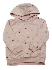 Světlerůžová mikina se srdíčky a kapucí Topolino