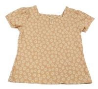 Světlerůžové květované tričko 