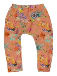 Oranžovo-barevné květované lehké tepláky Next