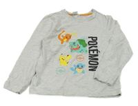 Šedé melírované triko s Pokémony 