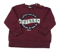 Vínová mikina s nápisem H&M