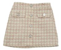 Smetanovo-růžová vzorovaná úpletová sukně s knoflíky George