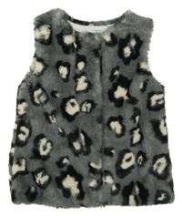 Šedá leopardí kožešinová podšitá vesta Next