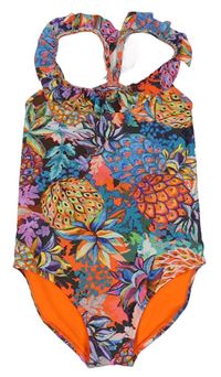 Barevné jednodílné plavky s ananasy Next