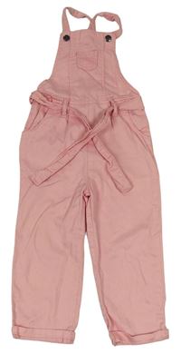 Růžové plátěné laclové kalhoty s páskem Topomini
