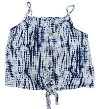 Bílo-modrý vzorovaný crop top s knoflíčky F&F