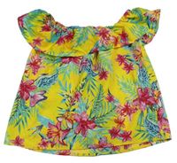 Žlutý květovaný top s volánem Primark