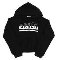 Černá crop mikina s nápisy a kapucí H&M
