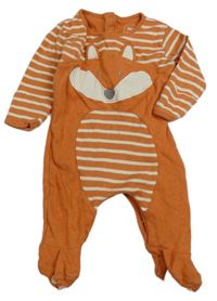 Oranžovo-bílý pruhovaný overal s liškou Jojo Maman Bébé