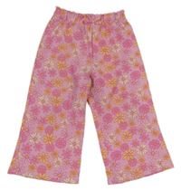 Růžové květované culottes kalhoty Primark
