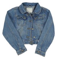 Modrá riflová crop bunda Vertbaudet