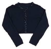 Tmavomodré svetrové bolerko s flitry 