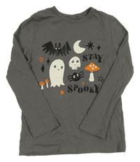 Šedé triko s duchy a lebkami s nápisy George