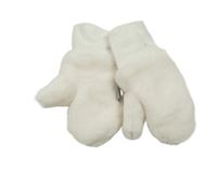 Bílé plyšové palcové rukavice 