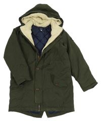 Tmavozelená šusťáková zimní bunda s kapucí Joules