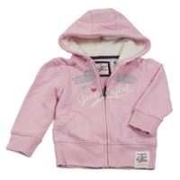 Světlerůžová propínací mikina s nápisem a kapucí C&A