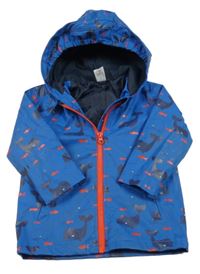 Modrá voděodolná jarní bunda s velrybami C&A