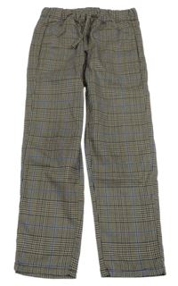 Hnědo-béžovo-modré kostkované kalhoty H&M