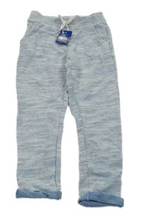 Nové - Modro-bílé melírované pletené tepláky Lupilu