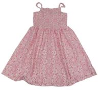 Bílo-růžové vzorované šaty se žabičkováním Primark